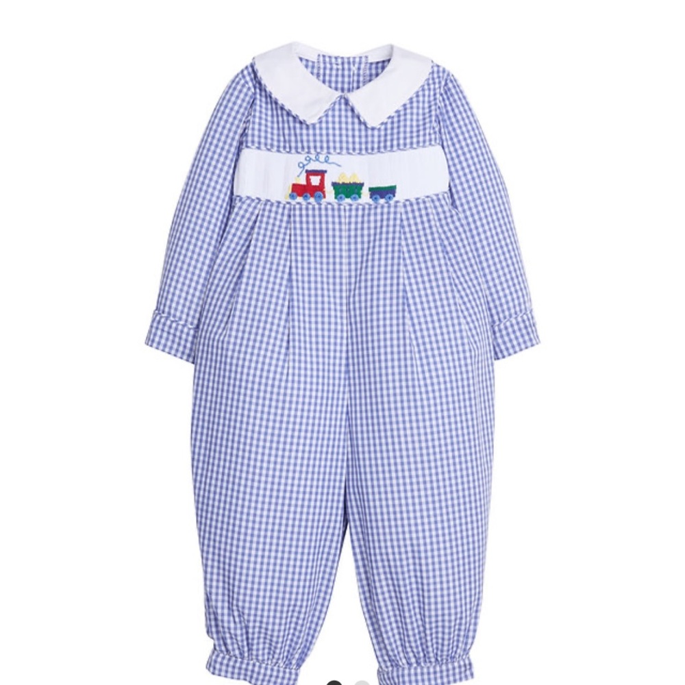 Little English Blue Gingham Romper